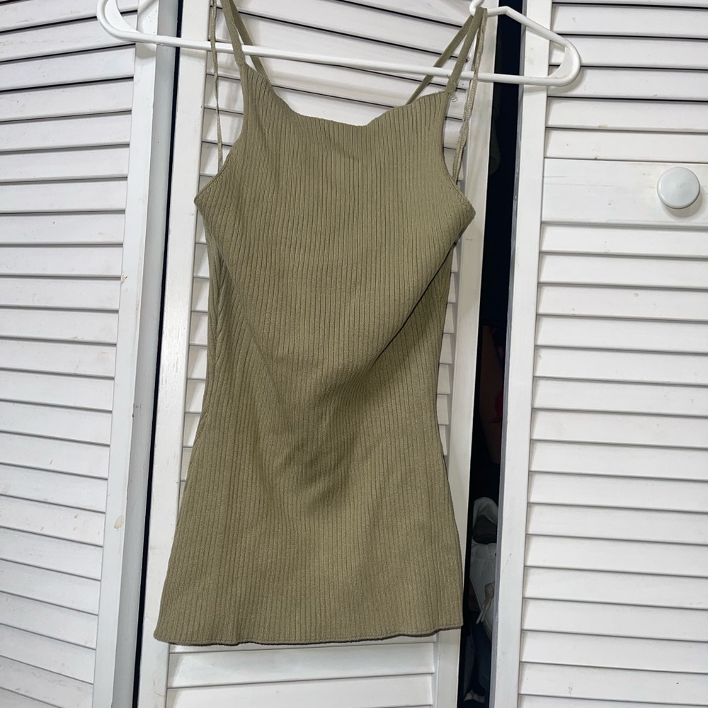 Olive Ribbed Women's Top